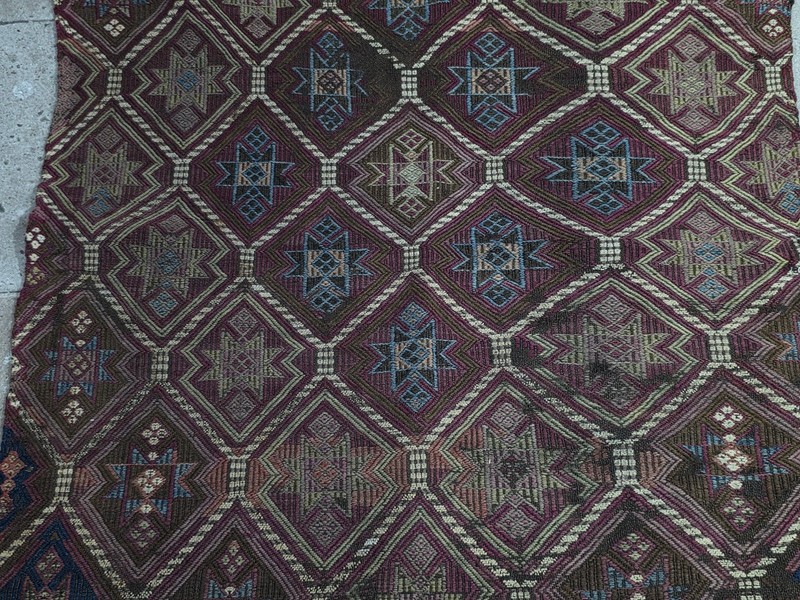 Antique Reyhanlı Sack Rug, Old Wool Tribal Carpet, Anatolian Bag Face Textile gallery