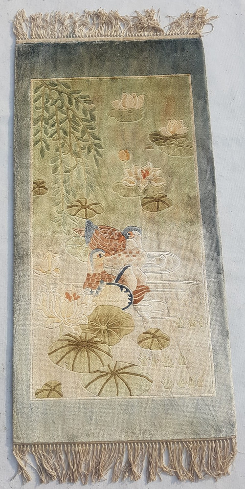 Vintage Chinese Tibetan Handmade Chinese Multicolor Wool Rug Carpet 91x46 cm