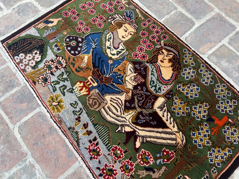1.10x3.5 Afghan Handmade Pictorial Tribal Wool Rug Area Carpet Wall Hanging Art gallery
