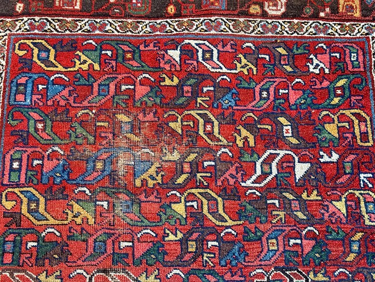 An Antique Decorative Worn Out Genuine Kurd Bidjar Rug gallery