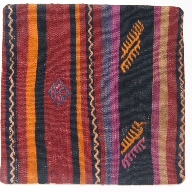 16"x16" Handmade Kilim Pillow, Turkish Vintage Rug Design for Living Room Décor gallery