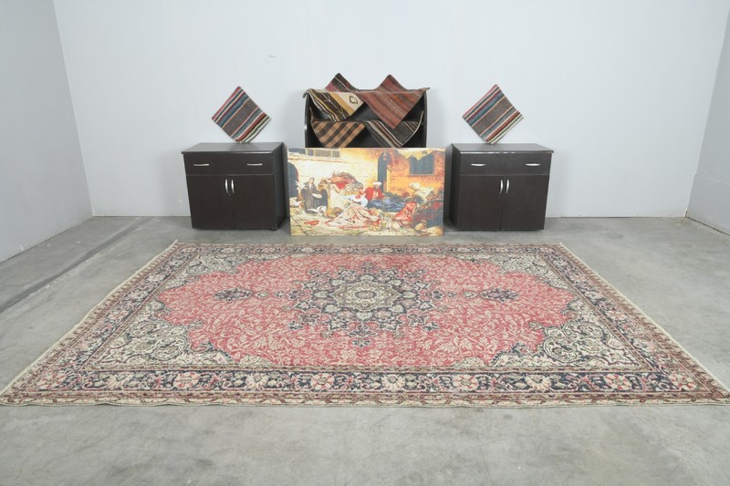 7x10 Turkish Wool Area Rug Hand-Knotted Large Vintage Oushak Carpet Rugs,674 gallery