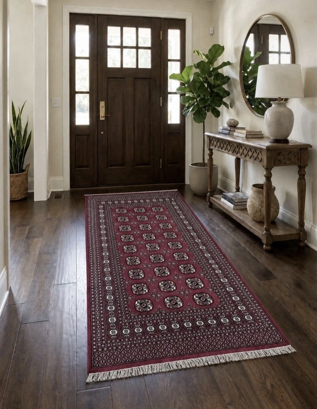 Rare Hand knotted Vintage Pakistani Bokhara Jhaldar Wool Area Rug 6-7x4-1 Ft gallery