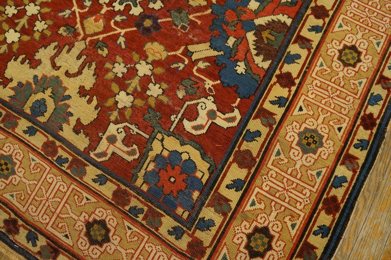 4'x11' Antique Early 19th Century Red Tribal Caucasian Kuba Kufic Border Hallway gallery