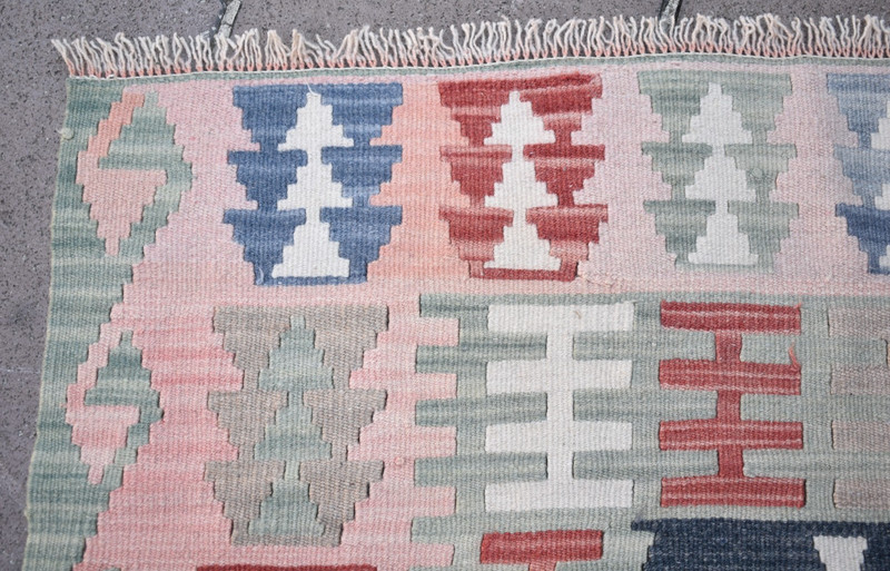 Vintage Turkish Rug 43'' x 67'' Flat Woven Rug Faded Colors Kayseri Wool Rug gallery
