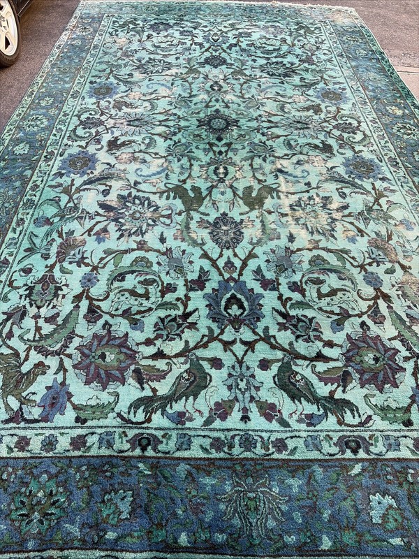 Auth: Antique Rug Mughal Animal Kingdom Beauty Well Aged Teal 10x17 gallery