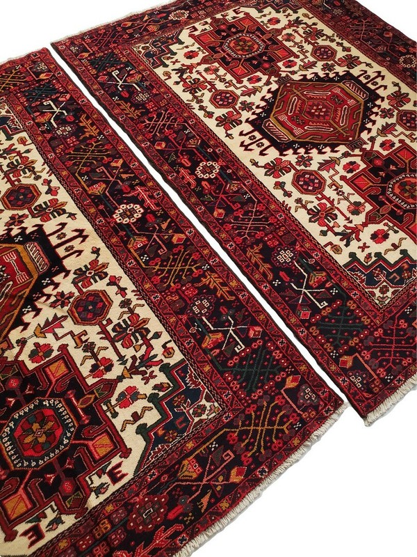 Twin PAIR of Karejeh rugs Hand Woven - 4'11" x 6'5" + 4'11" x 6'7" gallery