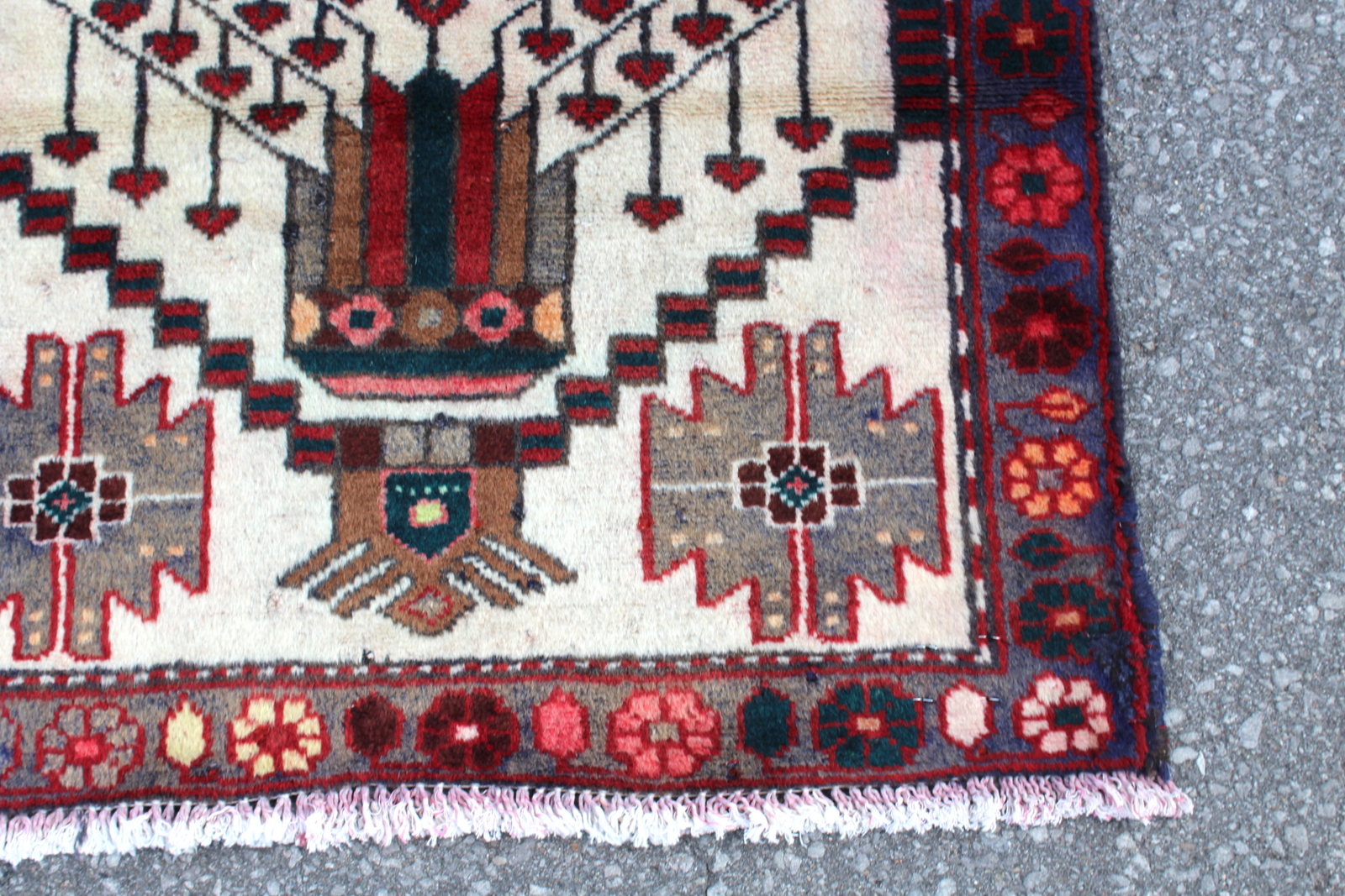 Geometric Tribal Vintage Afghan 2' 5" x 4' 1" Ivory Hand Knotted Area rug gallery