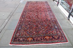 Antique Hand Made Traditional Oriental Wool Red Large Long Rug 350x140cm