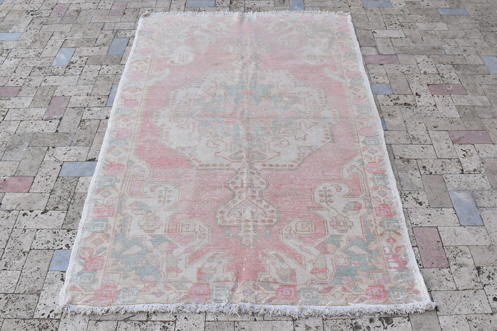 Turkish Rug 53''x84'' Oushak Light Color Medallion Pattern Carpet 135x215cm gallery