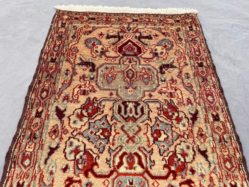 1'11 x 4'4 ft Vintage Afghan Hand Knotted Caucasian Design Wool Medallion Rug gallery
