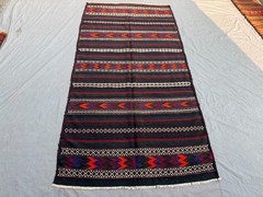5’1×9’9 ft Vintage Afghan Baluchi Kilim Handwoven Wool Flatweave Striped Rug