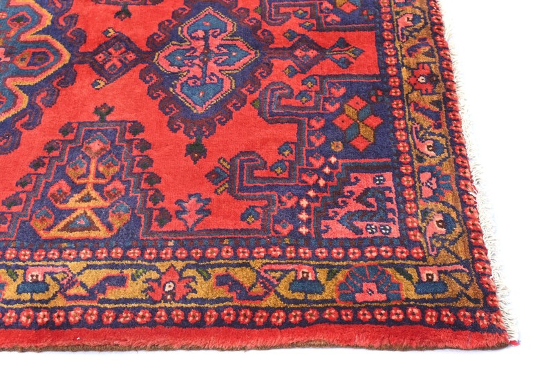 3'7X6'9 ft Handmade Vintage Coral Red Geometric Tribal Oriental Rug Area Carpet gallery