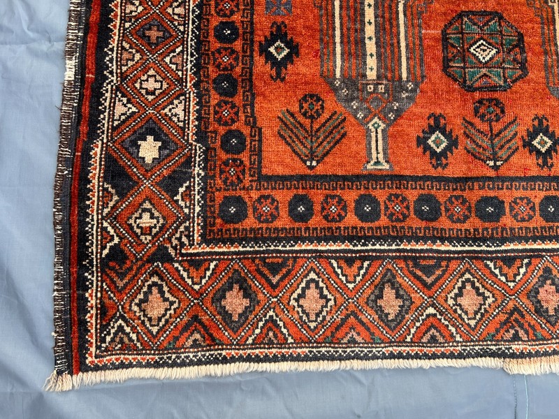 Antique Orange Afghan Rug 3'10 x 6'6 ft – Hand Knotted Nomadic Tribal Carpet gallery