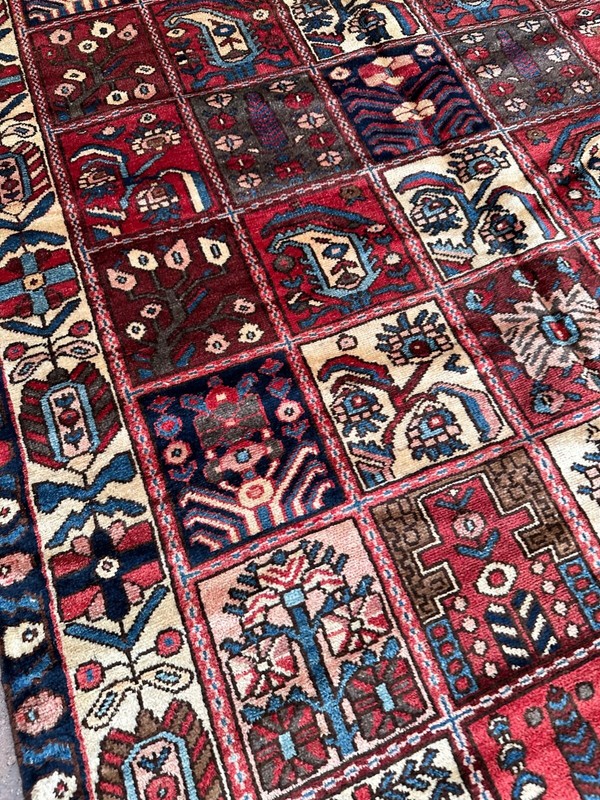 Handmade Turkish Vintage Rug,Pink & Blue 4 Seasons Design, Light Distress, 5x10 gallery