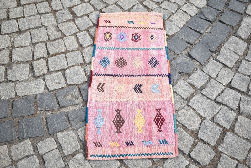 Kilim Pillow 1'4 x 2'9 ft.Vintage Anatolian Nomadic Cicim Kilim Pillow Original gallery