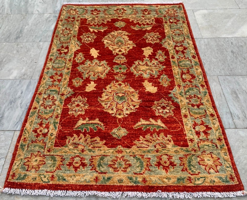Modern Afghan Rug, Hand-Knotted Chobi Wool, Traditional Area Carpet (3x4 ft.)