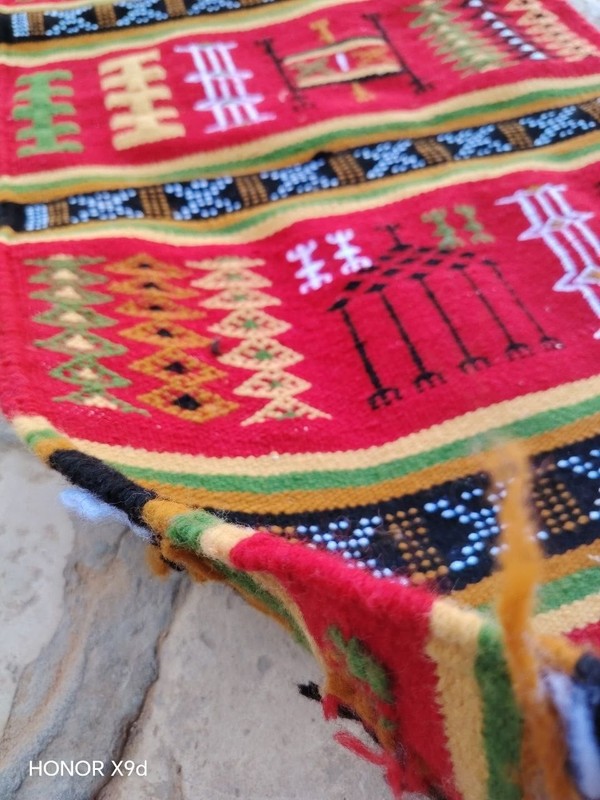 Algerian Berber Wool Rug 110x55 cm Handmade Sahara Tribal Kilim gallery