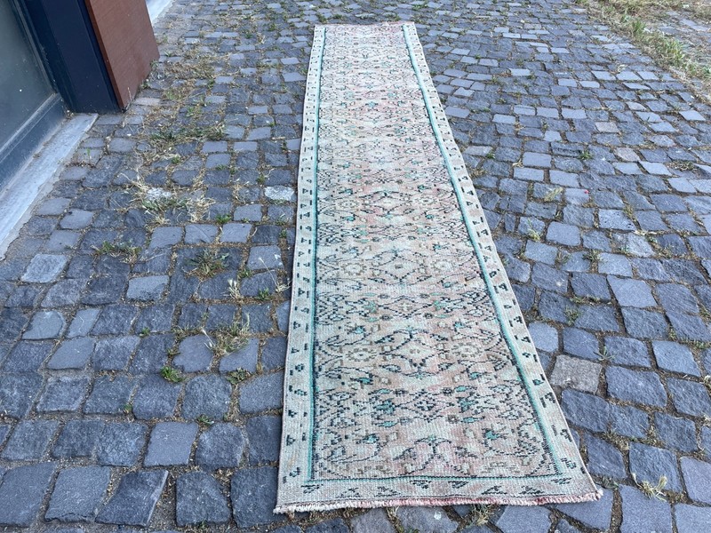 Bohemian Runner Rug, Turkish Vintage Rug, Handmade Wool Rug, 2,0 x 10, ft gallery