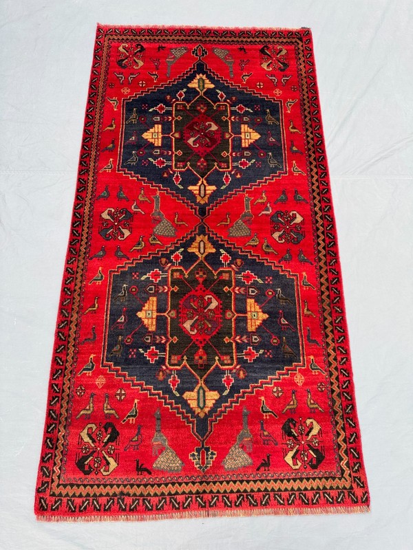 Vintage Afghan Hand-Knotted Soft Wool Rug – Intricate Geometric Area Kitchen Rug gallery