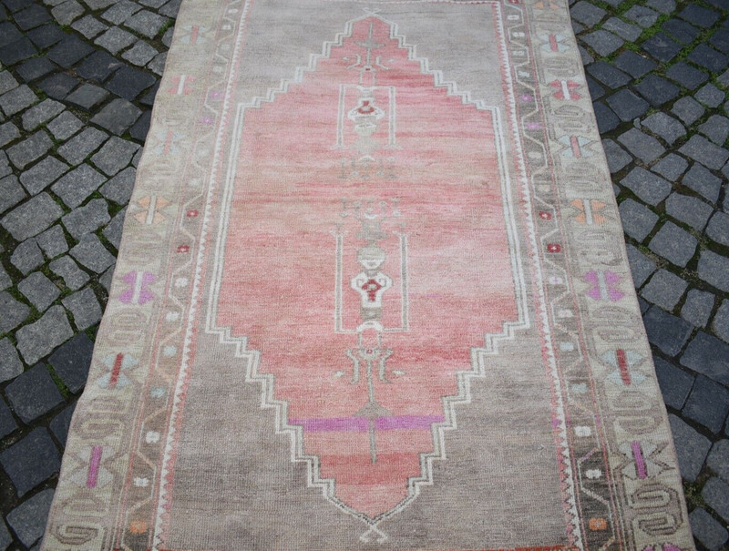 Vintage Turkish Rug 46'' x 86'' Anatolian Muted Dye Rug TERRIFIC Yuruk Area Rug gallery