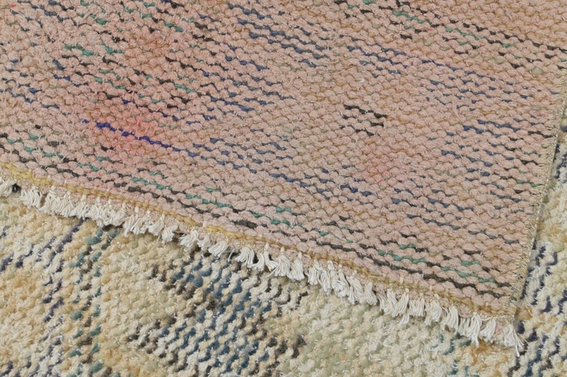 Vintage Turkish Runner Rug 3x12ft BEIGE Handmade Anatolian Oushak Hallway Wool gallery