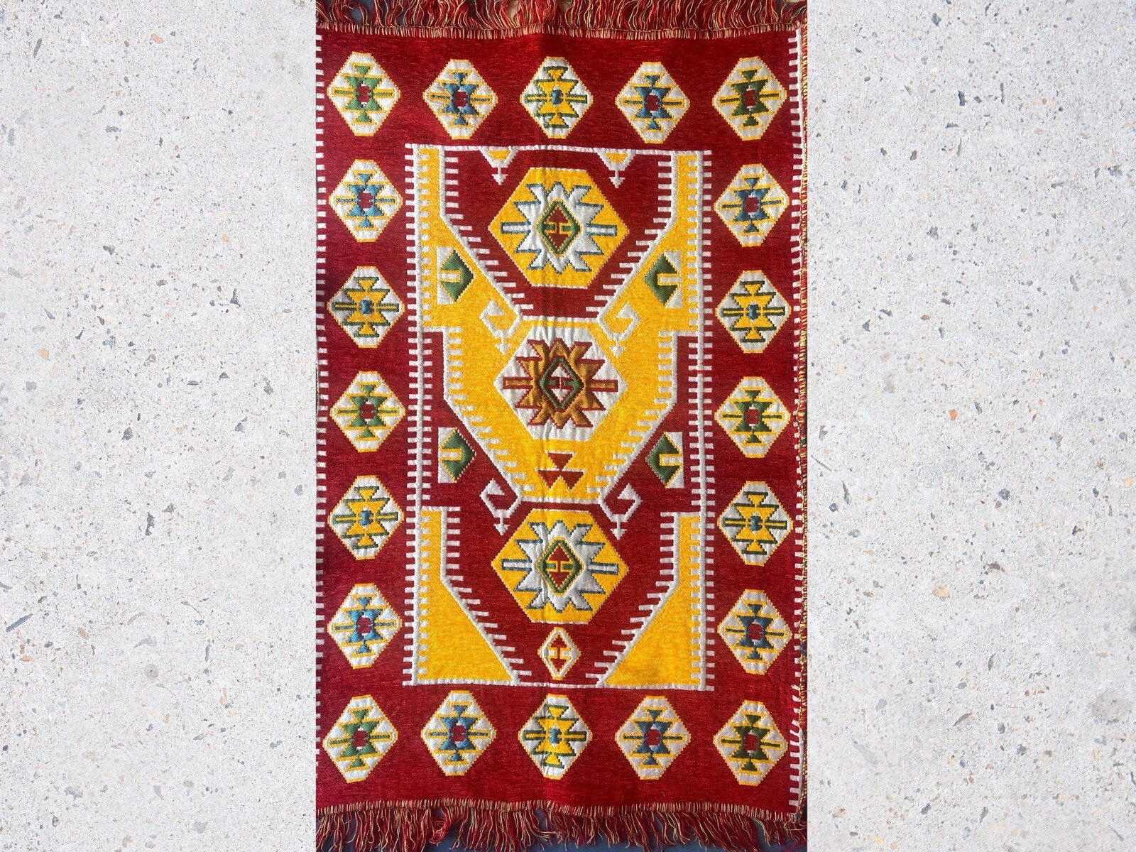 Beautiful vintage Egyptian hand-knotted designed wool rug with Red color field gallery
