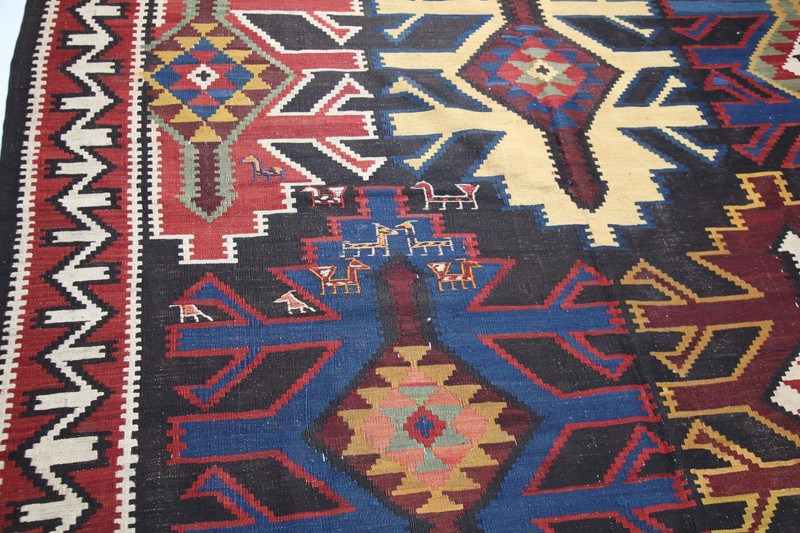 Antique Colorful Handwoven Caucasian Kuba Shirvan Kilim Rug - 6' 1'' X 10' 7'' gallery