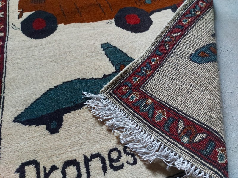 war rug Large Afghan Rug 122x77 CM Drones #36 gallery