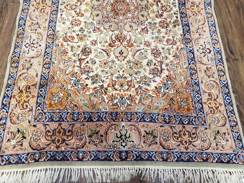 Highly Detailed Top Quality Oriental Rug 3' 6" x 5' 4" Kork Wool on Silk Carpet gallery