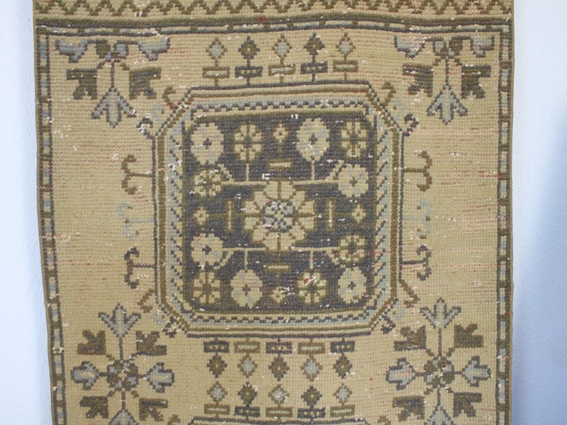 3x11 Ft Beige Runner Rug, Handmade Runner, Vintage Muted Hallway Rug, 2.7x10.8 gallery