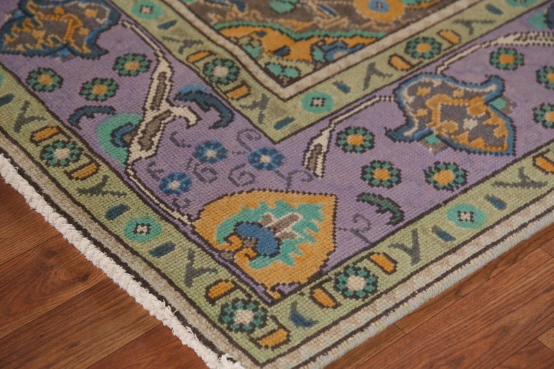 Purple Over-Dyed Wool Floral Living Room Area Rug 7x10 Vintage Traditional Rug gallery