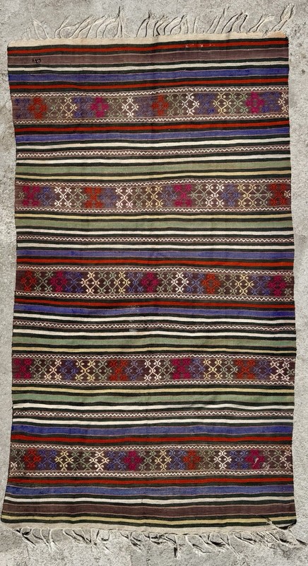 Anatolian Tribal Kilim Rug From Uşak Turkey - 240cm x 132cm gallery