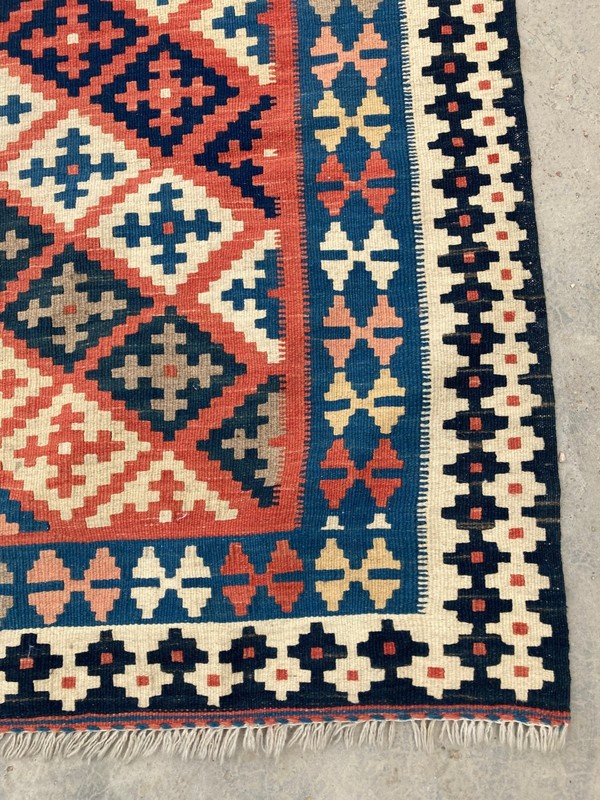 Vintage Traditional Handmade Kazak Geometric Kilim Floor Rug Carpet 156x112 cm gallery