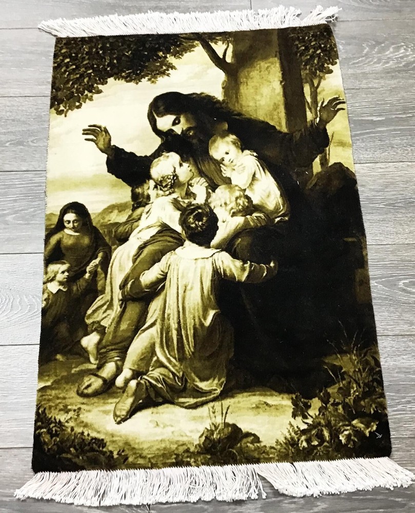 hand knotted Picture Rug Jesus 39" x 25"