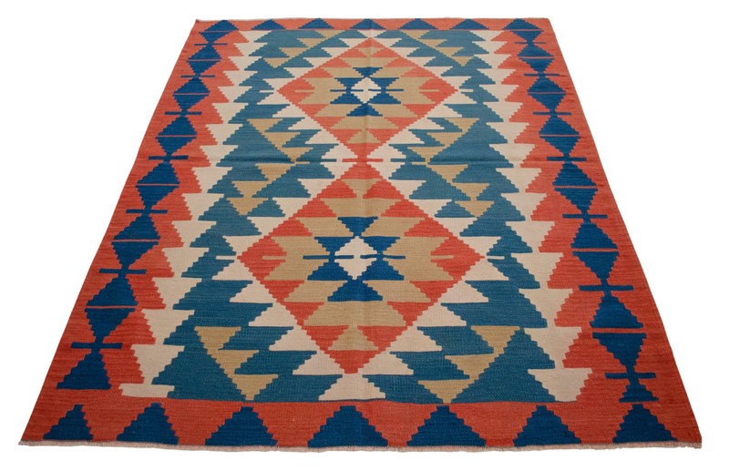 Vintage Oushak Rug Kilim Flat Weave Turkish Rug Natural Wool Rug - 4x6 ft Approx gallery