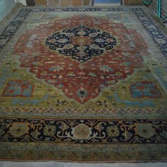 Genuine W Asian antique Heriz carpet 12x15ft (11’11″x14’10) c 1900 vegetable dy