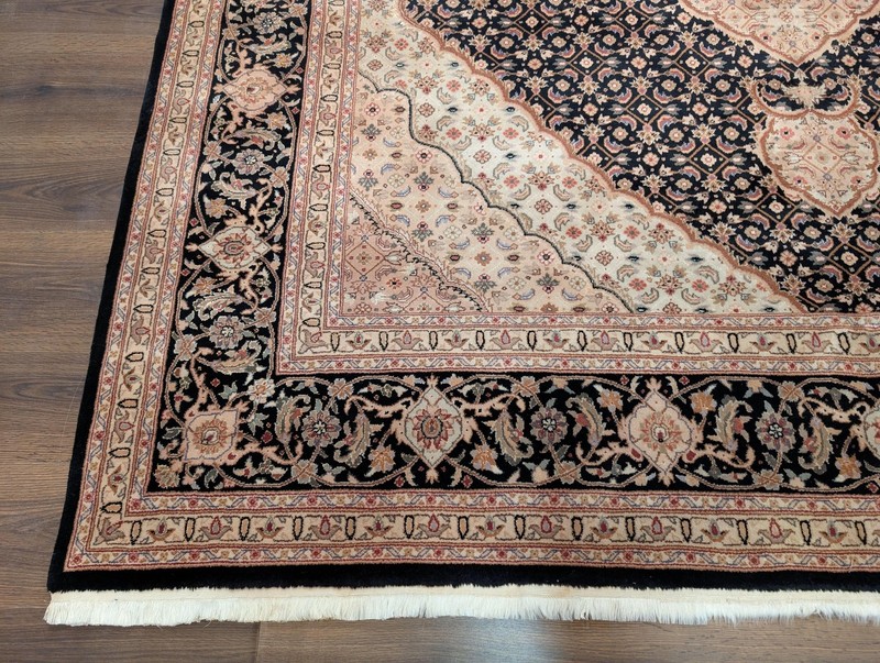 Sino Per'sian Rug 8x10, Herati Mahi Design, Wool & Silk, Black gallery