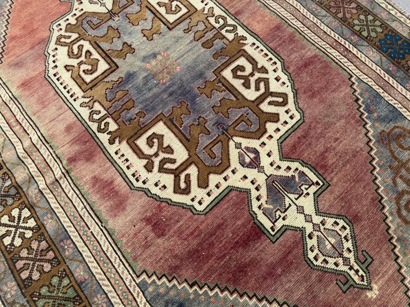 Vintage Turkish Oushak Rug 5.3x9.3 ft Dusty Rose Medallion Area Rug gallery