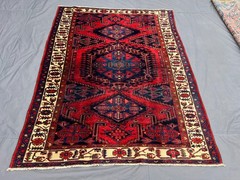 5’1×6’9 Ft Vintage Handknotted Caucasian Geometric Medallion Wool Rug