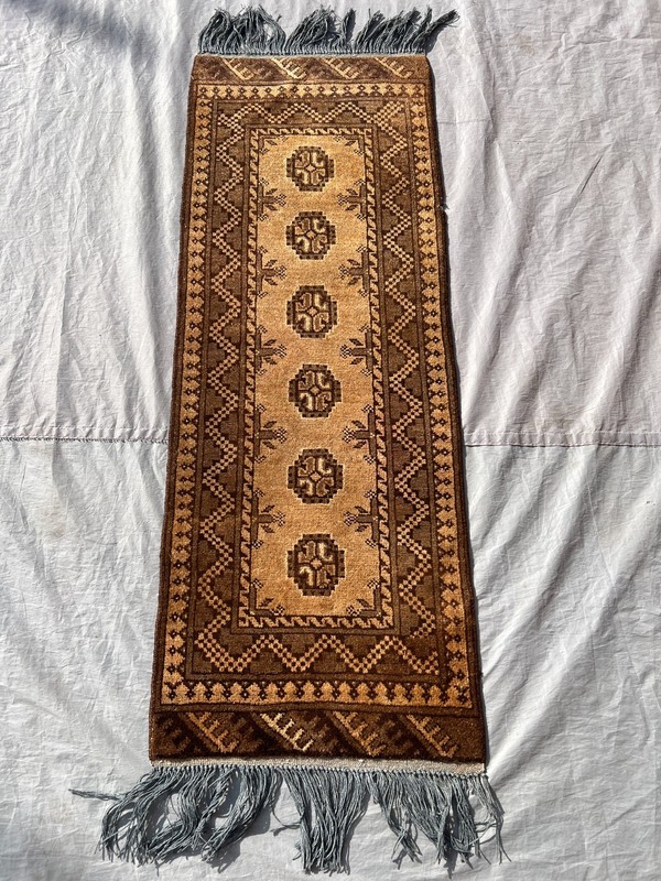 Terracotta Antique Afghan Runner Rug 2x5 Hand Knotted Turkmen Muted Wool Carpet gallery