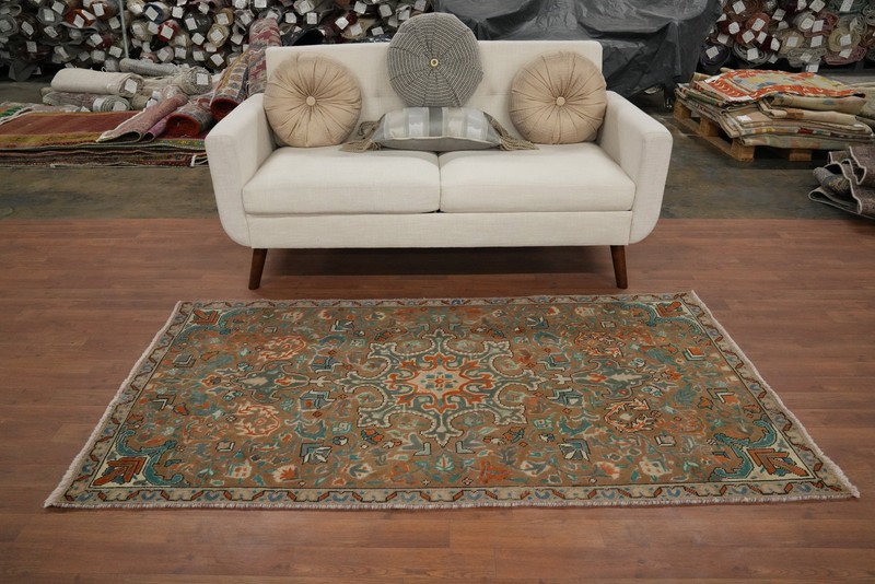 Vintage Wool Medallion Traditional Accent Rug 3x6 ft Hand-knotted Brown Carpet gallery