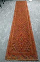 2’8″x12’10 Golden Vintage Meshwani Baluchi Runner Rug, Long Kilim Carpet Runner
