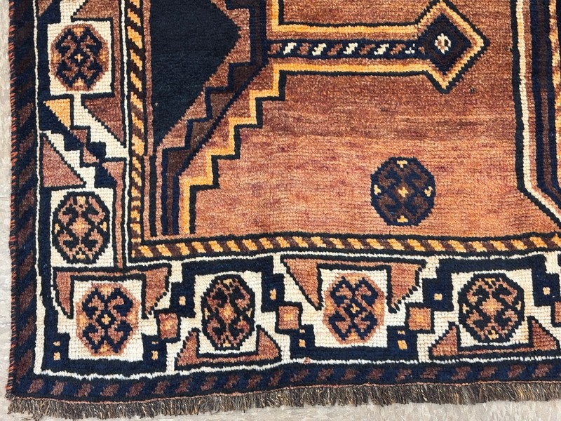 Vintage Qashqai Oriental Hand Knotted Wool Tribal Rust Area Rug 5x10 Geometric gallery