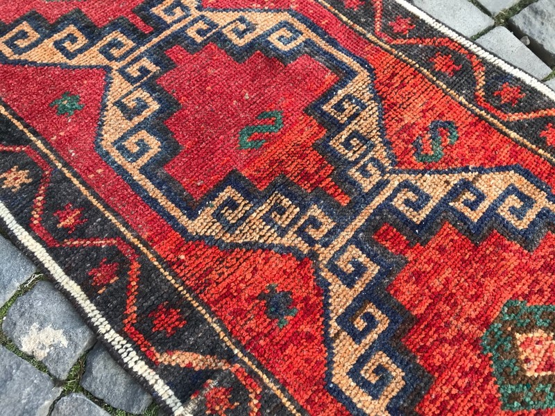 Turkish Vintage Rug Handmade Wool Rug Bohemian Runner Rug Home Rug2,2 x 5,1 ft gallery