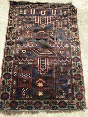 Antique Handmade Wool Rug 4’8”x2’8”ft