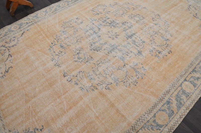 Oushak Turkish Vintage Rug 6x9 Kilim Rug Anatolian Handmade Boho Decor ORANGE gallery