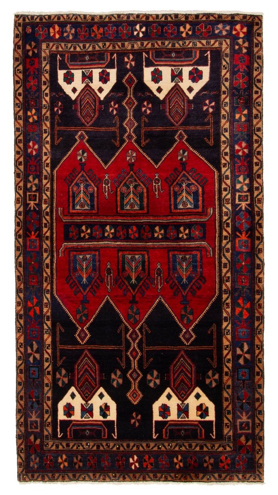 Vintage 4'2" x 7'10" Traditional Hand Knotted Vegetable Dye Wool Area Rug