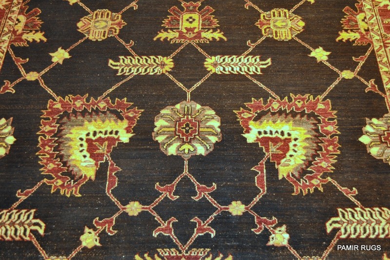 _HANDMADE_WOOL_RUG_6' X 9' Mahal design rug ***100% Wool RUG*** black Pm75 gallery