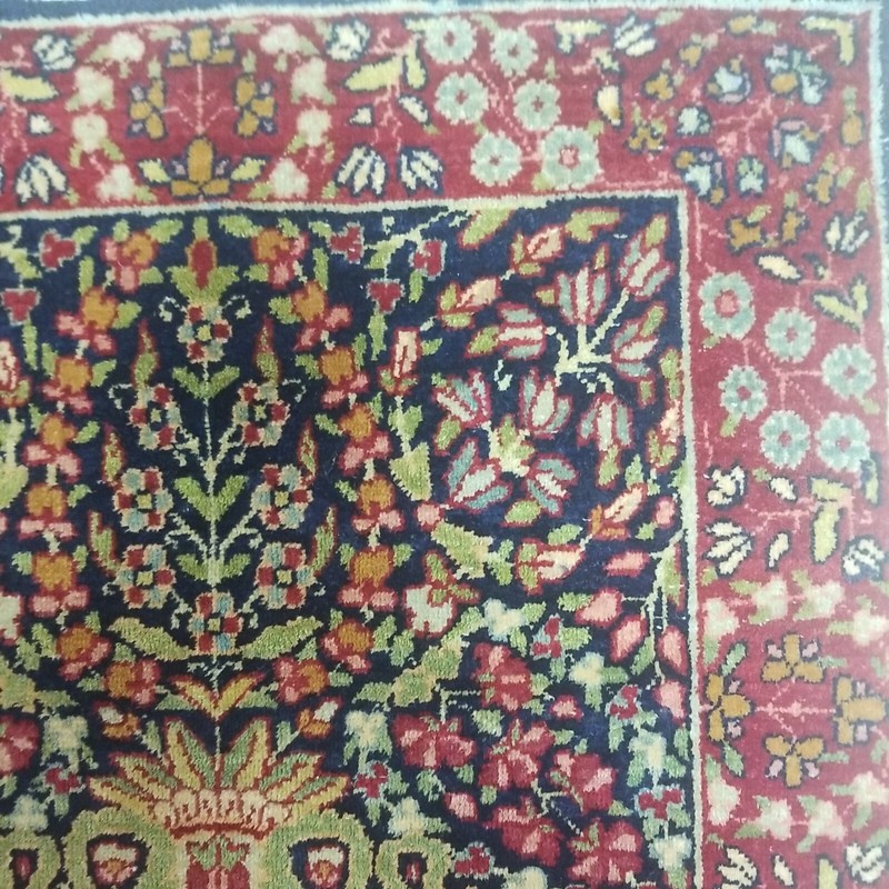 Antique 19" Square Hand Knotted Oriental Rug 100% Wool gallery